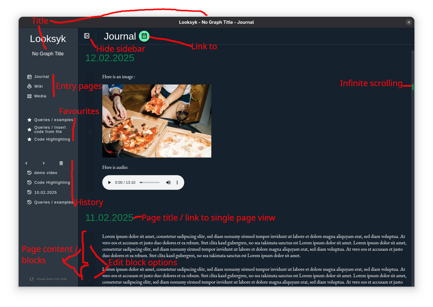 The Looksyk startup page explained